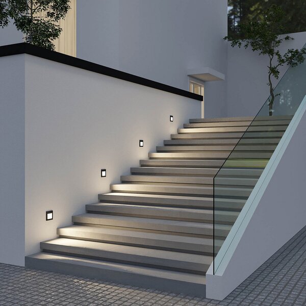 Arcchio LED lampă de perete încastrată Zamo, negru, 11 cm, IP65, reglabil, Negru, Hol, Metal, Modern