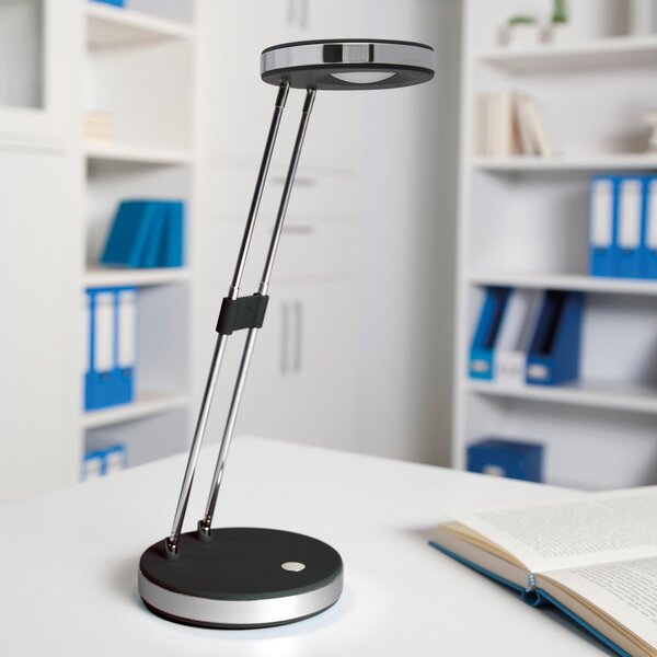 Maul MAULpuck Lampă de masă cu LED, braț telescopic, negru, Negru, Studiu / Birou, Plastic, Modern