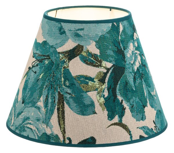 Duolla Abajur Sofia Înălțime 21 cm, model floral turcoaz, Albastru, Țesătură / Textil