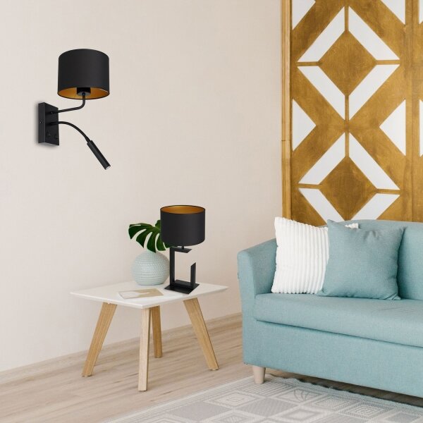 Lampă de perete ARDEN 1xE27/60W/230V + 1xG9/8W negru/auriu