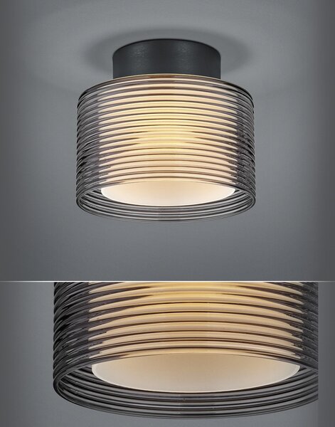 BANKAMP Grand Groove LED plafonieră cu LED, Ø 20 cm, reglabil, Gri, Camera de zi / sufragerie, Metal, Modern