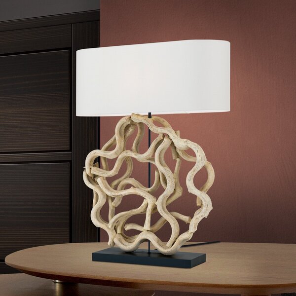 ORION Lampă de masă Peggy cu picior decorativ lemn, Lemn, Camera de zi / sufragerie, Lemn