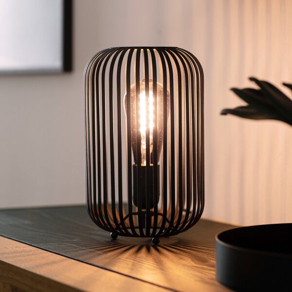 Schöner Wohnen Cage lampă de masă abajur colivie, Negru, Camera de zi / sufragerie, Metal