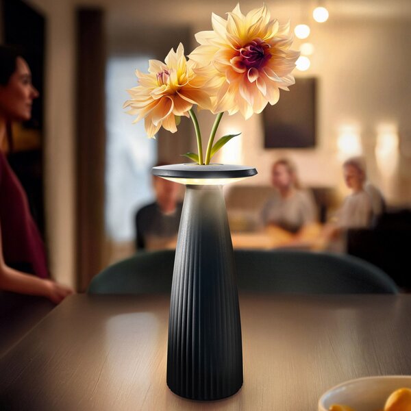 Sigor Nuflair LED lampă de masă reîncărcabilă, negru, IP54, dimabil, 24 cm, reglabil, Negru, Camera de zi / sufragerie, Aluminiu, Scandinavă