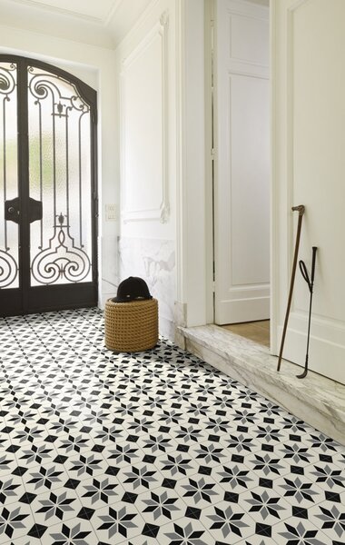 Linoleum Model Scottsdale 099, Latime 200 cm, Alb Negru 200 x 200