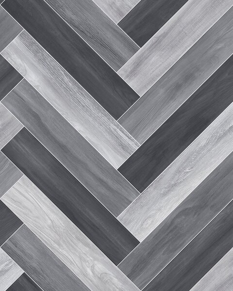 Linoleum Model Parchet Venice, Latime 200 cm, Negru Gri 200 x 600