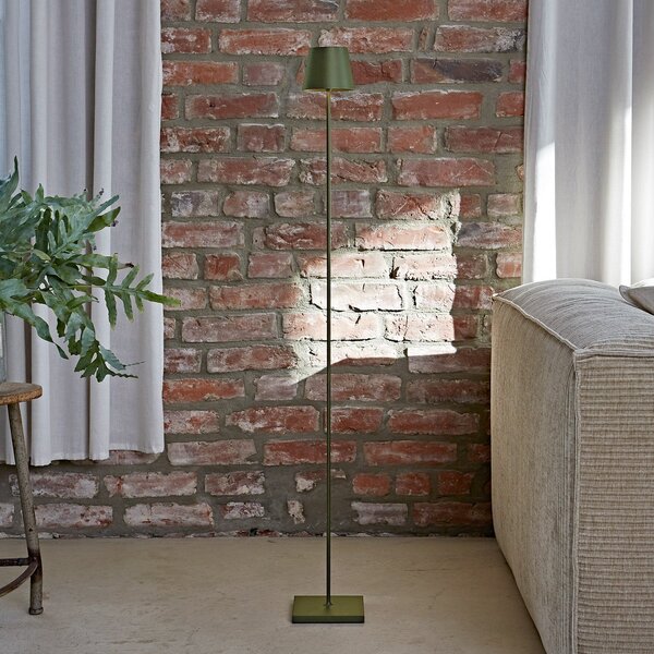 Sigor Lampadar LED reîncărcabilă Nuindie IP54 120 cm rotund USB-C verde brad, reglabil, Verde, Camera de zi / sufragerie, Metal, Modern