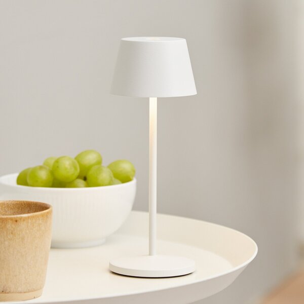 LOOM DESIGN Lampă de masă cu LED și baterie reîncărcabilă Modi Micro, IP65, albă, reglabil, Alb, Aluminiu, Modern