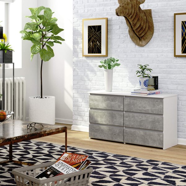 Comodă Crueldad (alb + beton). Promo -17%. 1117205