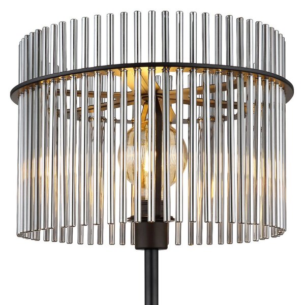 Globo Lampă de podea Gorley, înălțime 152 cm, gri fum, sticlă/metal, Gri, Camera de zi / sufragerie, Sticlă, Modern