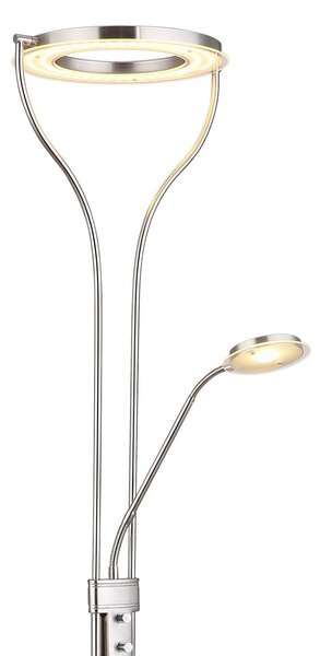 Globo Lampă de podea cu LED Ebro, înălțime 194 cm, culoare nichel, 2 lumini., reglabil, Metalic, Camera de zi / sufragerie, Metal, Modern, Lumină de lectură