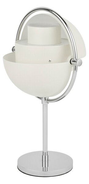 GUBI Lampa de masă cu baterie Gubi Multi-Lite, crom/alb, 30 cm, reglabil, Metalic, Camera de zi / sufragerie, Metal, Design
