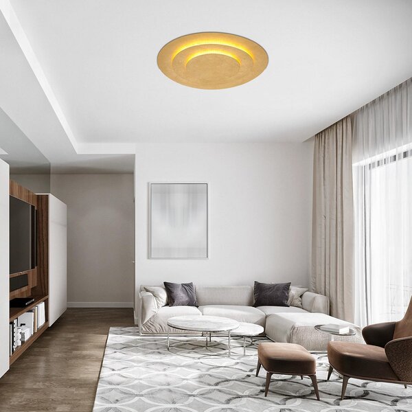 Globo Heda Plafonieră cu LED, Ø 49 cm, auriu, metal, Auriu / Alamă, Camera de zi / sufragerie, Metal, Modern