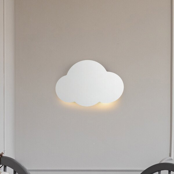 TK Lighting Aplică de perete Cloud, alb, oțel, lumină indirectă, 38 x 27 cm, reglabil, Alb, Camera de zi / sufragerie, Metal, Viața tânără