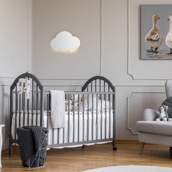 TK Lighting Aplică de perete Cloud, alb, oțel, lumină indirectă, 38 x 27 cm, reglabil, Alb, Camera de zi / sufragerie, Metal, Viața tânără