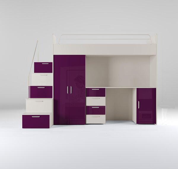 Pat pentru copii Ruby IV S (cașmir + violet lucios) (cu somiere). 1121256