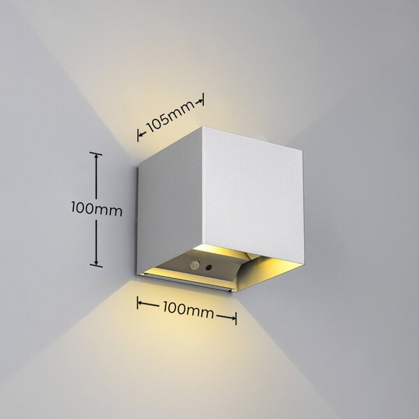 Reality Leuchten Lampă de perete cu LED pentru exterior Talent, culoare titan, lățime 10, Gri, Metal, Modern