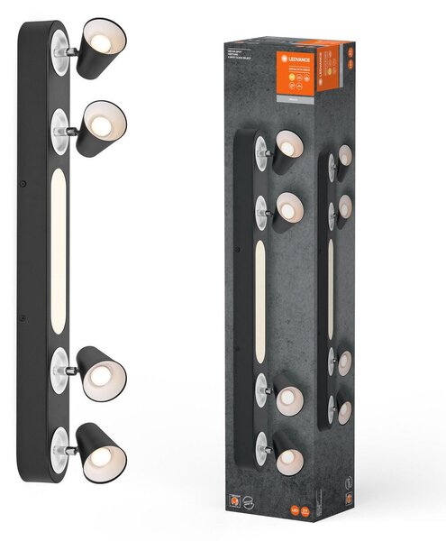 LEDVANCE Plafonieră cu LED Neptune, 4 spoturi, negru, Negru, Camera de zi / sufragerie, Metal
