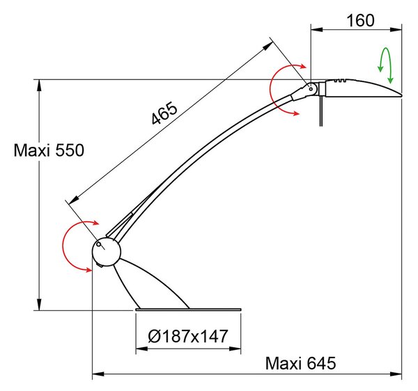 Aluminor Swingo lampă de birou LED cu lemn, gri, reglabil, Gri, Studiu / Birou, Metal, Modern