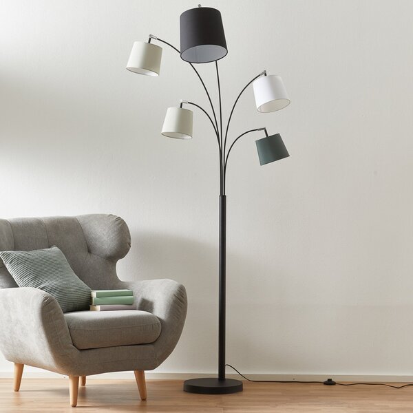 By Rydéns Foggy lampadar, 5 abajururi, negru, Negru, Camera de zi / sufragerie, Metal, Modern
