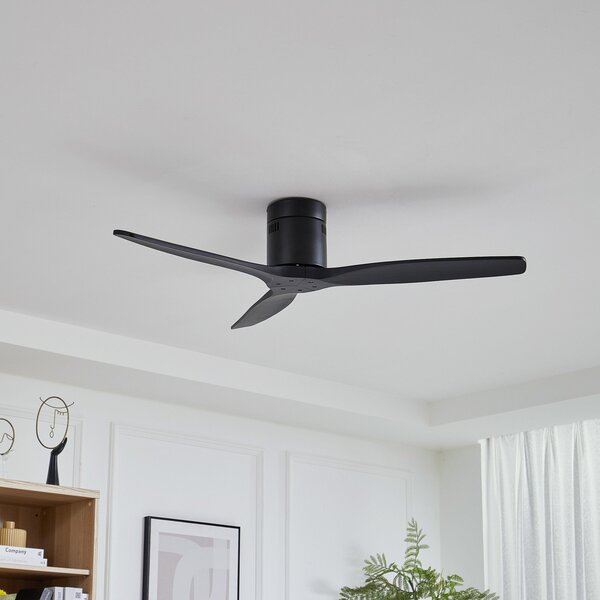 Lucande Ventilator de tavan Vindur, negru, DC, silențios, Negru, Camera de zi / sufragerie, Metal, Modern