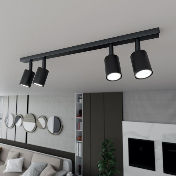 EMIBIG LIGHTING Plachetă Flash, negru, 4 becuri, metal, reglabil, Negru, Camera de zi / sufragerie, Metal, Modern