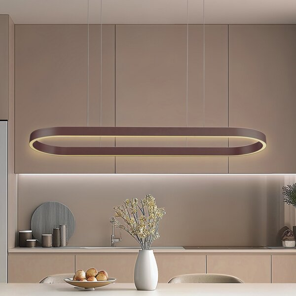 Lucande Smart LED lampă suspendată Melinay, cafea, CCT, Tuya, reglabil, Maro / Rugină, Camera de zi / sufragerie, Aluminiu, Modern