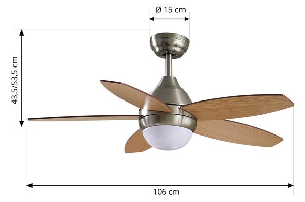 Lindby Ventilator de tavan LED Klasika, DC, silențios, 106 cm, CCT, Alb, Camera de zi / sufragerie, Lemn