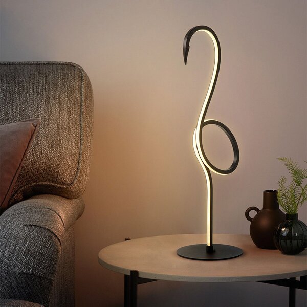 Elstead Lampă de masă Flamingo LED, negru, metal, înălțime 50 cm, Negru, Camera de zi / sufragerie, Metal, Design