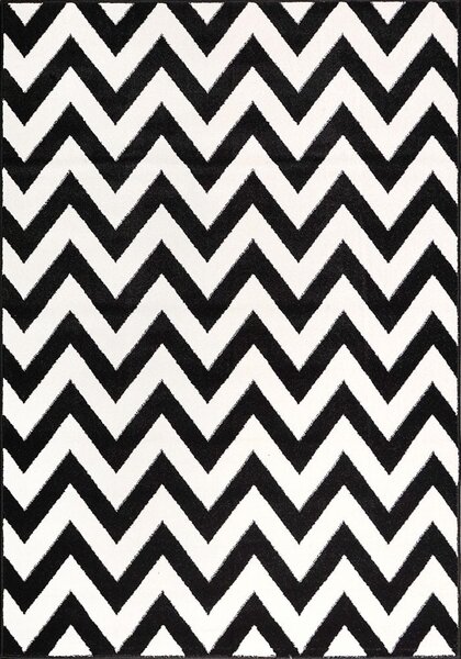 Covor Sufragerie, Model BlackWhite 18001, Alb Negru 160x230