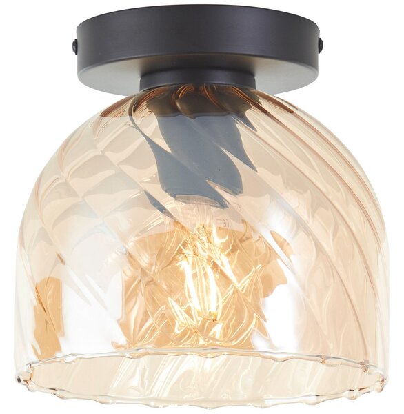Brilliant Plafonieră Casto, Ø 19 cm, chihlimbar, sticlă, reglabil, Maro / Rugină, Camera de zi / sufragerie, Metal, Modern
