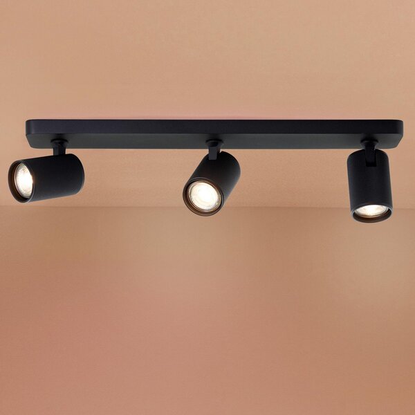 Brilliant Spot de plafon cu LED Marty, lungime 53 cm, negru nisip, 3 lumini., reglabil, Negru, Camera de zi / sufragerie, Aluminiu, Modern