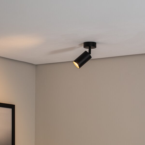 Argon Spot de tavan Sado negru oțel, reglabil 1 bec rotund,, Negru, Camera de zi / sufragerie, Metal, Modern