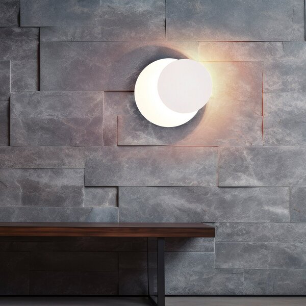 Trio Lighting Aplică cu LED Mio, lentilă rotundă, alb mat, indirectă, Alb, Camera de zi / sufragerie, Metal, Modern