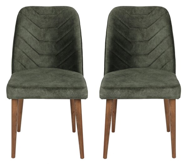 Set 2 scaune Dafne (Nuc + Verde închis). 1073152