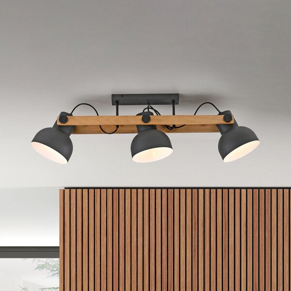 JUST LIGHT. GmbH DOAR LUMINĂ. Plafonieră Cup 2.0, 3 lumini, negru, metal, reglabil, Negru, Camera de zi / sufragerie, Metal, Design industrial