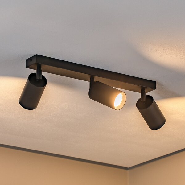 Argon Spot de tavan Sado negru oțel reglabil 3 becuri lung,, Negru, Camera de zi / sufragerie, Metal, Modern