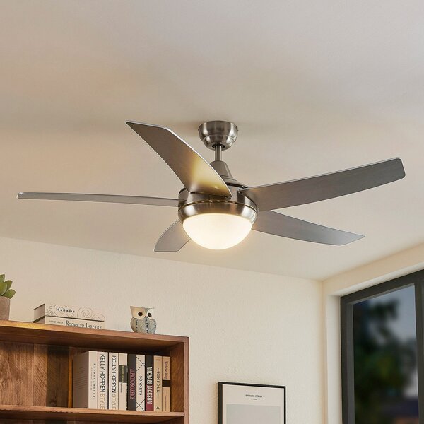 Lindby Ventilator de tavan cu lumină Auraya, silențios, oțel, Negru, Camera de zi / sufragerie, Metal, Modern