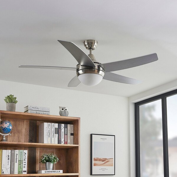 Lindby Ventilator de tavan cu lumină Auraya, silențios, oțel, Negru, Camera de zi / sufragerie, Metal, Modern