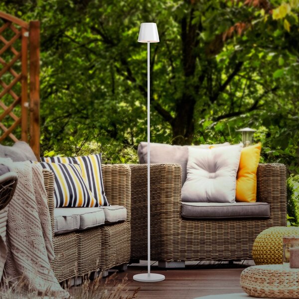 JUST LIGHT. GmbH Euria LED lampă de podea reîncărcabilă, alb, fier, IP54, reglabil, Alb, Camera de zi / sufragerie, Plastic, Modern