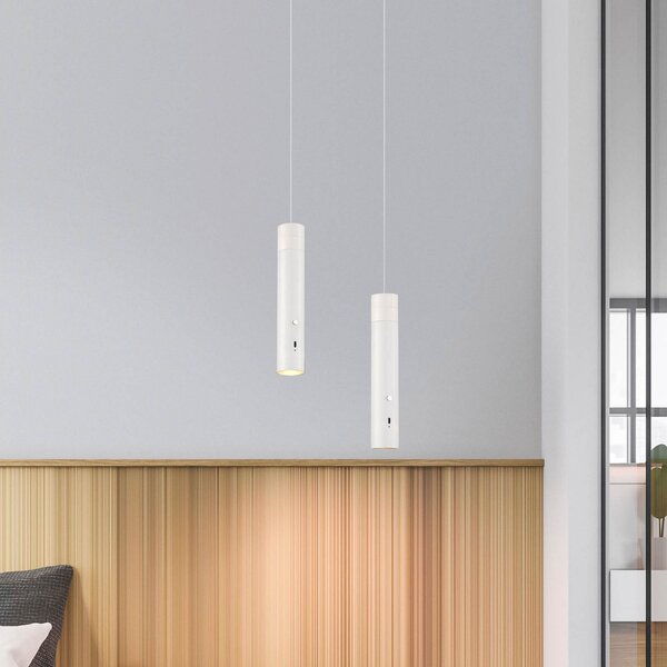 JUST LIGHT. GmbH Lampă suspendată LED cu baterie reîncărcabilă Attach, alb, fier, reglabil, Alb, Camera de zi / sufragerie, Metal, Modern