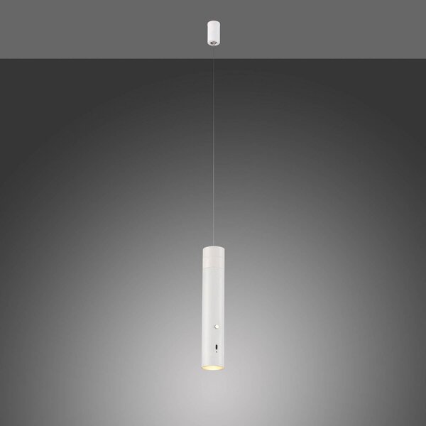JUST LIGHT. GmbH Lampă suspendată LED cu baterie reîncărcabilă Attach, alb, fier, reglabil, Alb, Camera de zi / sufragerie, Metal, Modern