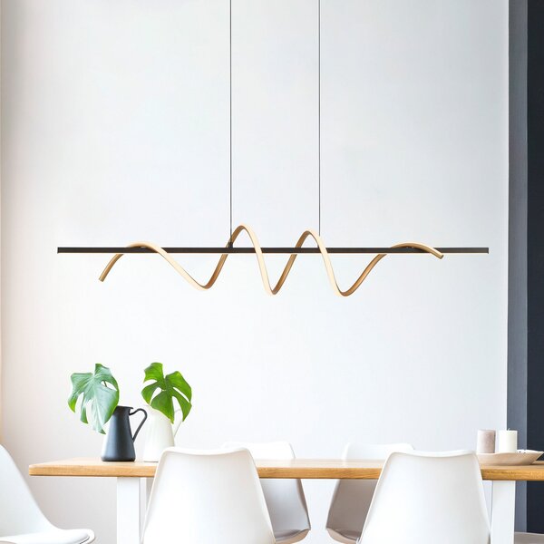 JUST LIGHT. GmbH Emanda LED lampă suspendată, fier, alamă neagră, reglabil, Negru, Camera de zi / sufragerie, Metal, Modern