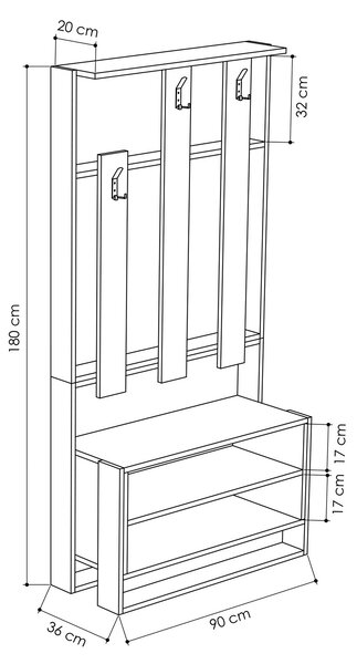 Set mobilier pentru hol Chulio (Mokka + Antracit). 1071993