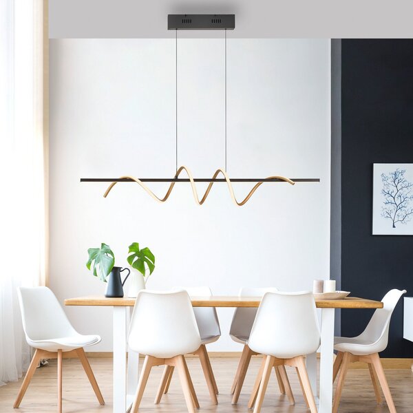JUST LIGHT. GmbH Emanda LED lampă suspendată, fier, alamă neagră, reglabil, Negru, Camera de zi / sufragerie, Metal, Modern