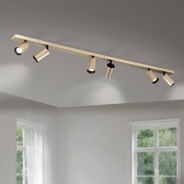 ORION Spotlight Sean, 6 lumini, auriu, metal, montat pivotant, reglabil, Auriu / Alamă, Camera de zi / sufragerie, Metal, Modern