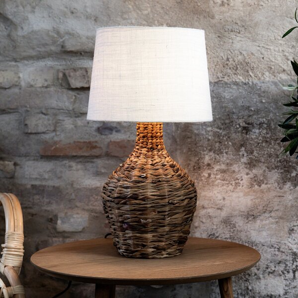 Markslöjd Lampa de masă Paglia, natur/alb, ratan/iută, înălțime 58 cm, Lemn, Camera de zi / sufragerie, Lemn