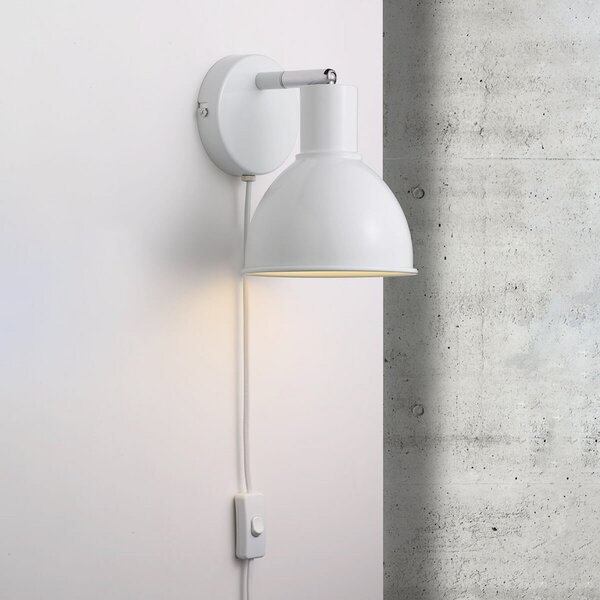 Lampă de perete Nordlux, Pop Wall, reglabil, Alb, Camera de zi, Metal, Scandinavă