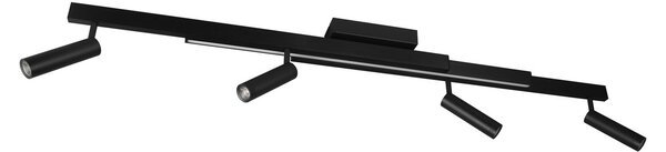 Trio Lighting Spot de plafon Zeno LED, 4 spoturi, negru mat, metal, reglabil, Negru, Camera de zi / sufragerie, Metal, Modern