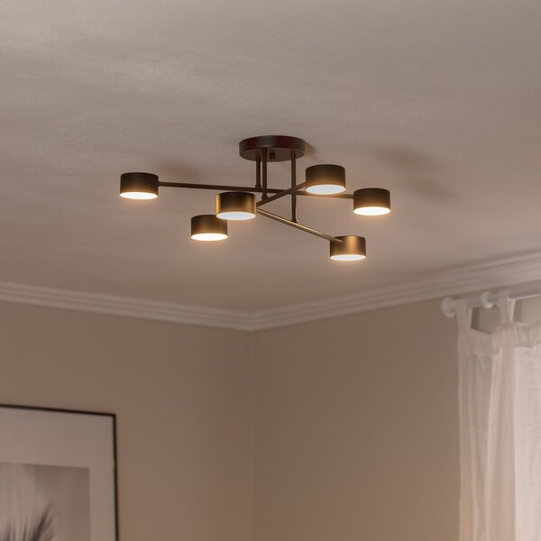 EMIBIG LIGHTING Plafonieră Modus 6, oțel, 6 becuri, GX53, negru, reglabil, Negru, Camera de zi / sufragerie, Metal, Modern